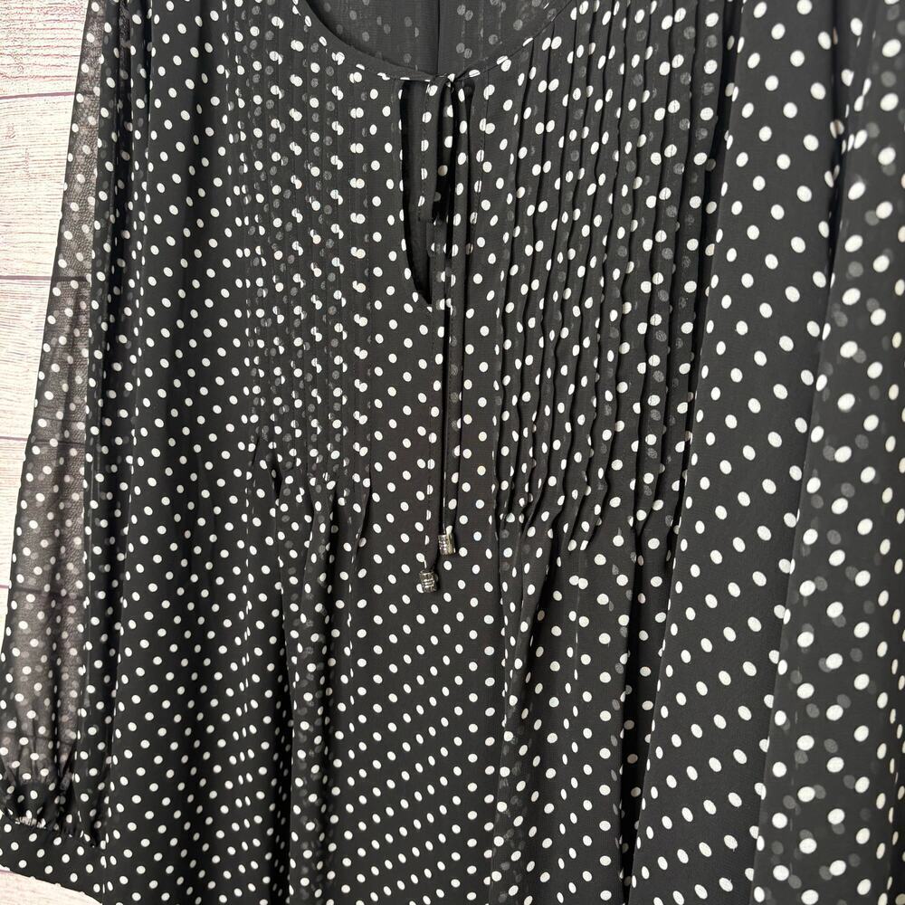 Tommy Hilfiger Plus Printed Pintucked Classic Polka Dot Georgette Top Size 4X - Picture 9 of 11